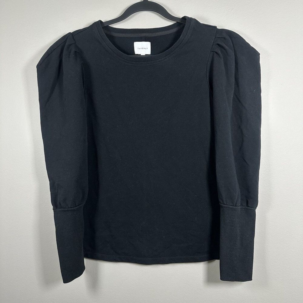 Sundays Size‎ 1 Black Puff Sleeve Long Sleeve Top